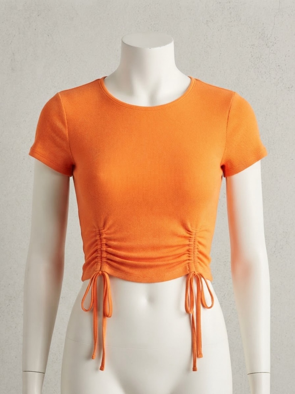 Hollister Orange Ruched Tie-Side Crop Tee